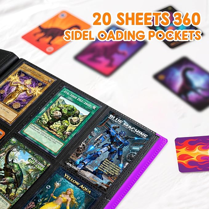 Card Binder 9 Pocket, PP Cover Trading Card Binder for 360 Cards, Sturdy Card Collection Album, Card Holder Folders for MTG, TCG, Game Cards & Sports Cards,Purple