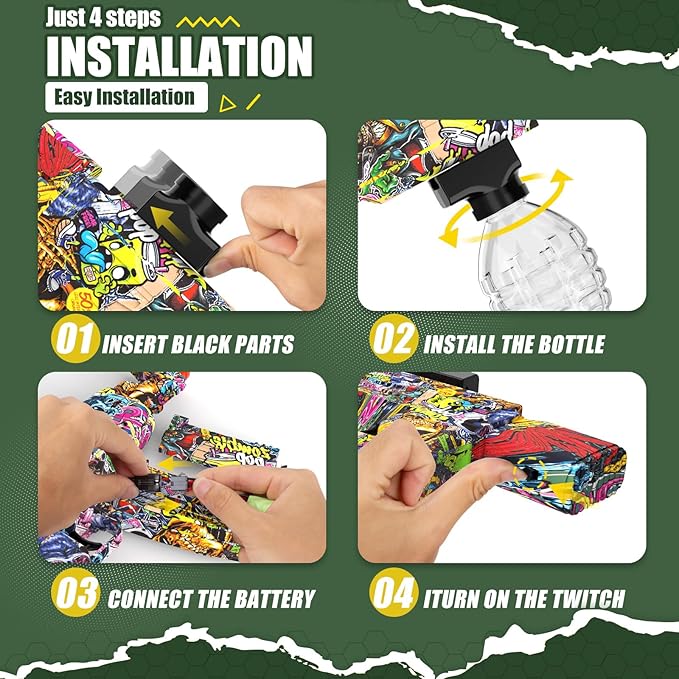 Anstoy Splat Gun Electric with Gel Ball Blaster AEG AKM-47 Splatter Ball Blaster for Outdoor Activities-Fighting Shooting Team Game Ages 14+(Halloween)