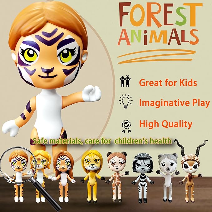 PLENTY MORE Forest Animal Theme Series Action Figure - 3.5 inches / 8cm Collectible Action Figure, Creative Forest Animal Toy, Educational & Fun Play for Ages 3+, Safe &Non-Toxic (Tiger The Homeless)