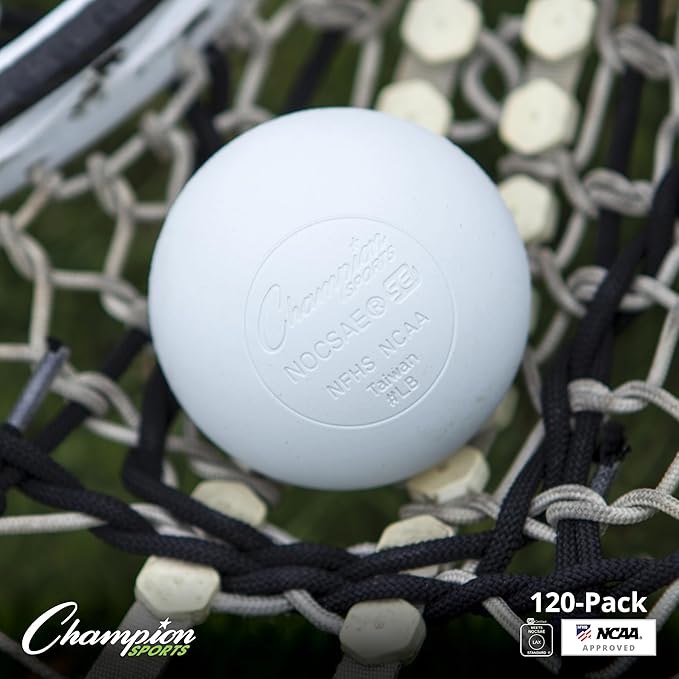 Champion Sports Lacrosse Balls – Official Size SEI Certified, Multi-Color Packs of 3, 6, or 12 for Practice & Games