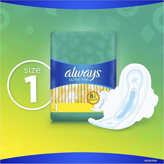 ALWAYS Ultra Thin Size 1 Regular Pads With Wings Unscented, 36 Count