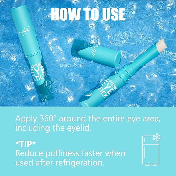 Soulight Caffeine Eye Stick, Anti-Aging Eye Balm, Advanced Revitalizing Eye Cream for Wrinkles, Dark Circles, Puffiness & Bags Under Eyes - Retinol Eye Cream Moisturizes, Softens & Nourish Skin