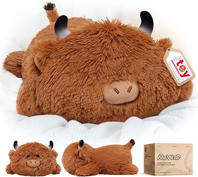 Cute Highland Cow Plush Pillow, Kawaii Plushies Highland Cow Stuffed Animals, Squishy Plushies, Cuddle Plush Pillow for Kids & Girls (13 Inch)