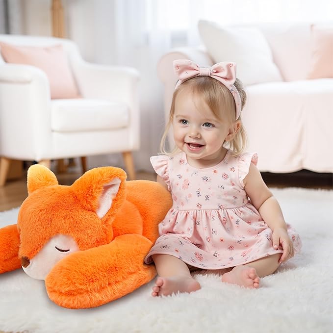 Niuniu Daddy 24" | 5 Pound Fox Weighted Stuffed Animals, Large Fox Sensory Body Pillow Plush Toy, Weighted Lap Animals with Adults Kids & Soft Squishy Fur for Christmas