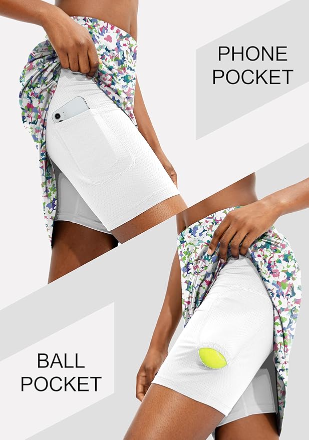 Women's 20" Knee Length Skorts Skirts UPF50+ Athletic Tennis Golf Skirt for Women Casual Summer Skirts