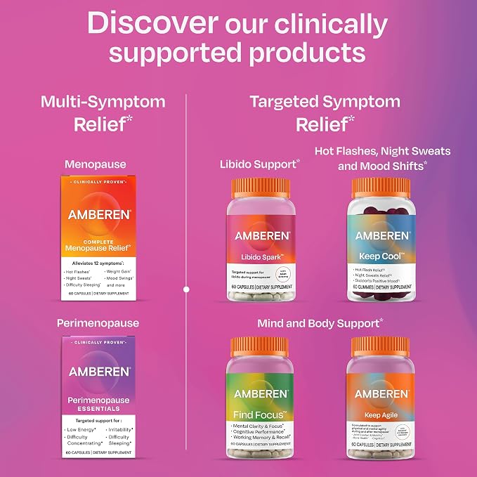 Amberen Perimenopause Supplement for Women, Clinically Proven – Helps Relieve Hot Flashes, Night Sweats, Irritability & Difficulty Sleeping, Helps Support Hormone Balance Hormone-Free, 30-Day Supply