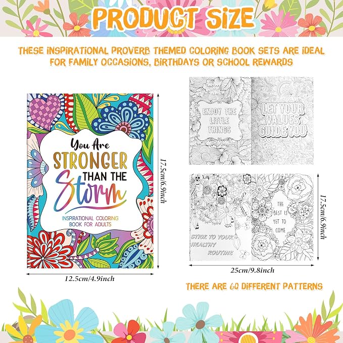 Liliful 144 Pcs Motivational Sayings Coloring Book Bulk for Adult DIY Art Stress Relief Drawing Book with Inspiring Patterns for Adults, Party Favors, Goodie Bag Filler and Holiday Gifts