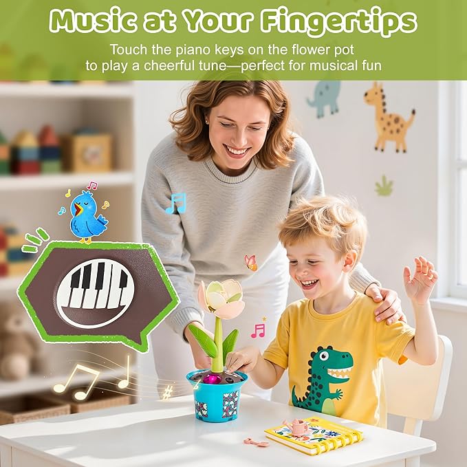 Flower Building Toy with Music, Flowers Botanical Plants Blocks Sets Kits, Halloween Birthday Thanksgiving Gift Ideas for Kid Girl Boy Child, Home Dorm Room Desk Decor, Ages 5 6 7 8, Tulip