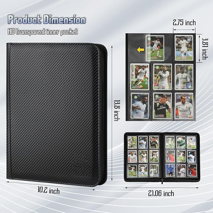 Trading Card Binder, Premium 9 Pocket Double Sided 540 Pocket PU Card Collection Binder, Collectible Trading Card Albums for MTG, TCG, Sport Card, Game Cards (Black 1)