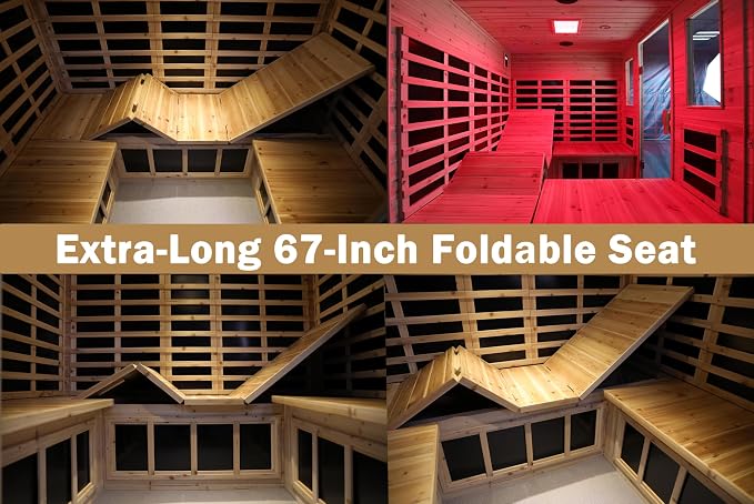 LTCCDSS Full Spectrum Outdoor Sauna 5 Person, Far Infrared Sauna, Low EMF Sauna Room for Home, Low EMF Heaters | Chromotherapys | Bluetooth Speakers | Canadian Hemlock | 81.1 * 60.6 * 83.5 in