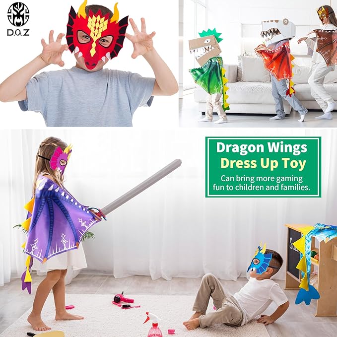 D.Q.Z Toddlers Dragon-Wings Costume for Kids Dinosaur Toys Gifts for 4 Years old Boys Girls Birthday Dress Up Party