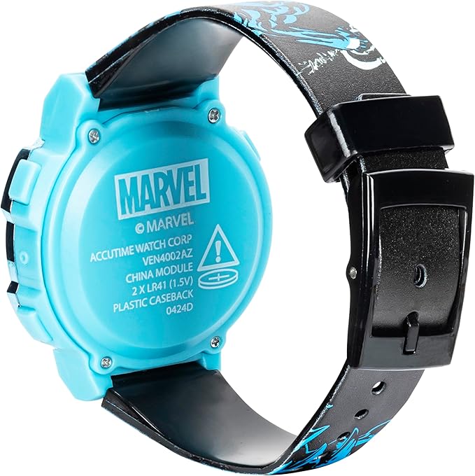 Marvel Venom Kids Watch – Light-Up Bezel with Rotating Lights, LCD Display, Easy-to-Read, Adjustable Plastic Strap – Perfect for Boys and Girls