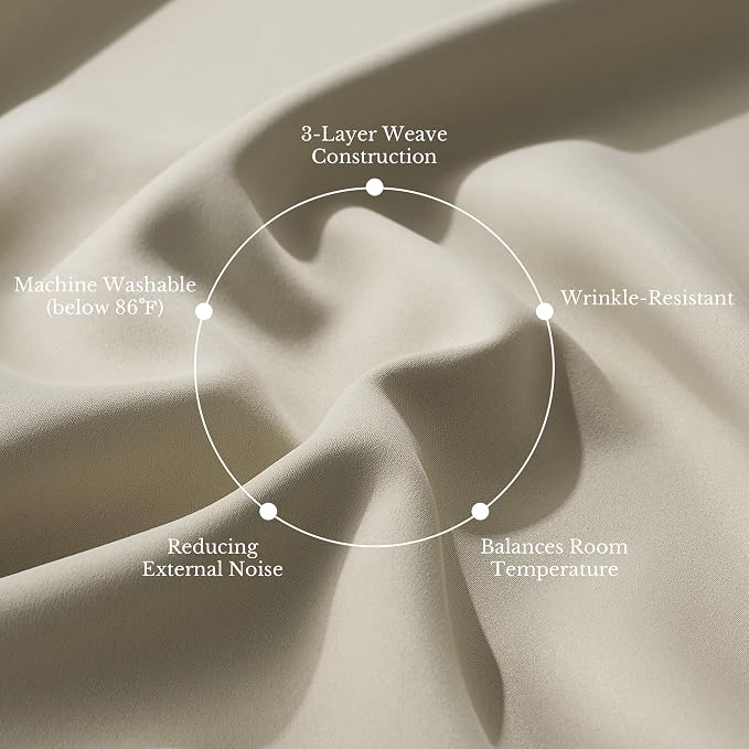 NICETOWN 100% Blackout Curtain Panels 84 inch Long for Living Room, Cream, 2 Panels, Thermal Insulated Farmhouse Blackout Window Drapes for Bedroom