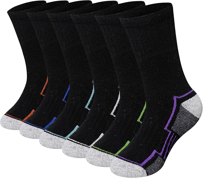 WEVIAS Kids Merino Wool Hiking Socks Boys Thermal Winter Cozy Boot Warm Cushion Socks 6 Pairs