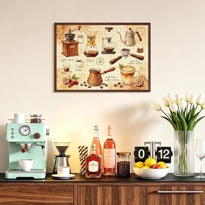 upsimples 19.7x27.6 Puzzle Frame, Display 18x24in with Mat or 50x70cm Without, Wall Hanging 1000 Pieces Puzzles Frames, Brown, 1 Pack