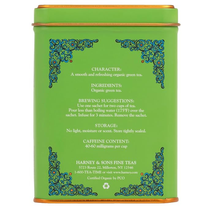 Harney Sons Organic Supreme Green, HT Tin 20 Sachets 1.4 oz 40 g