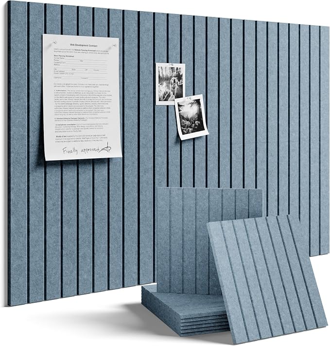 Fluxynara 36" x 24" Large Felt Bulletin Board, Dusty Blue | 6 Pack Cork Board Alternative with 30 Safe Adhesive Tabs, Felt Pin Boards for Wall Decor, Home, Office, Classroom, Dorm
