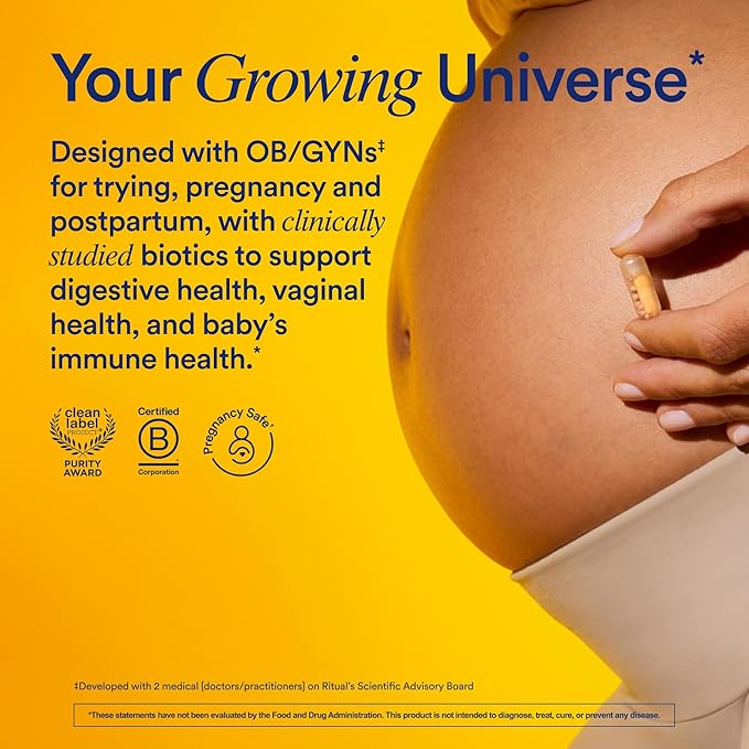 Ritual Natalbiotic Prenatal Probiotic for Women - 30 Capsules - 30 Servings | Support Microbiome, Gut, Digestive, Vaginal, and Baby’s Immune Health** - Trying, Pregnancy, Postpartum - Vegan - Citrus