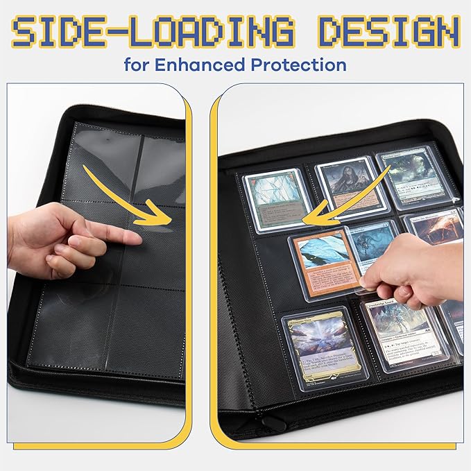 9-Pocket Toploader Binder, Clovecat Premium Card Book， Holds 252 Trading Card with 20 Removable Top-loader Sleeves，PU Card Holder Folders,Card Album for MTG, TCG, Yugioh, Game & Sports Cards(Blue)