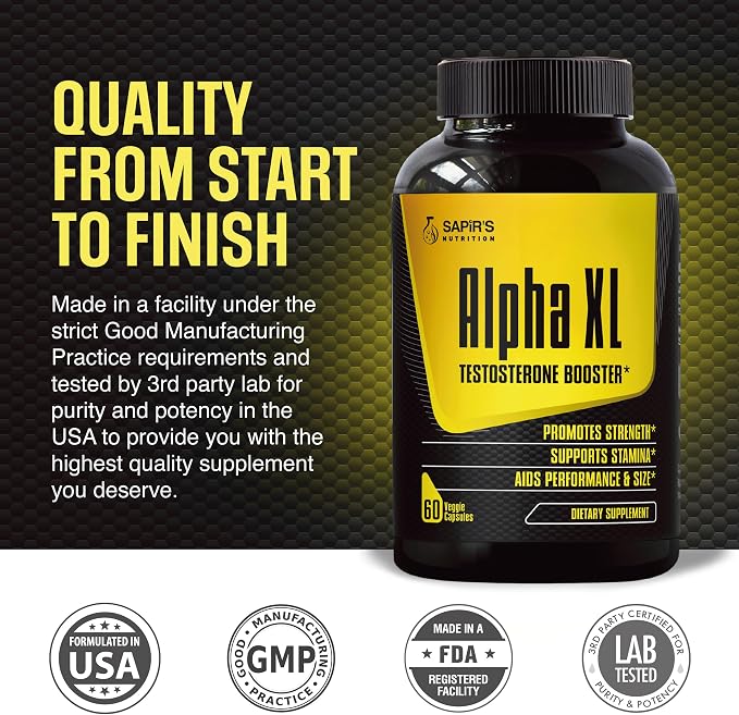 Alpha Testosterone Booster for Men - Increase Size Enlargement Pills for Men - Male Enhancing Supplement Energy, Strength, Stamina, Endurance, Performance - Male Enhancement Testosterona Para Hombre