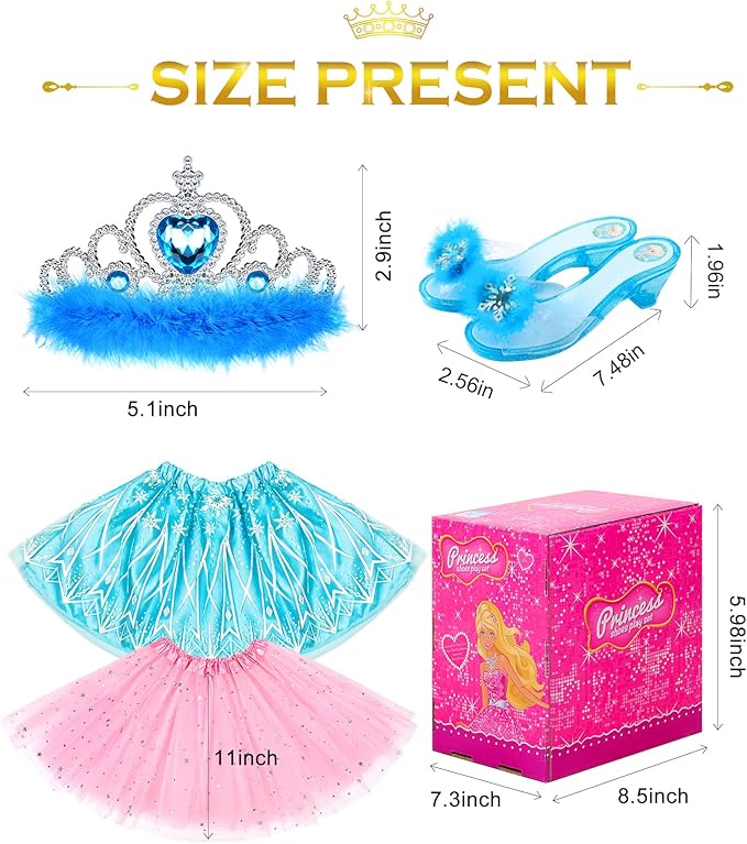 Kids Princess Dress Up Clothes for Little Girls, Pretend Play & Dress Up Costume Set for 3-6 Toddler Little Girls