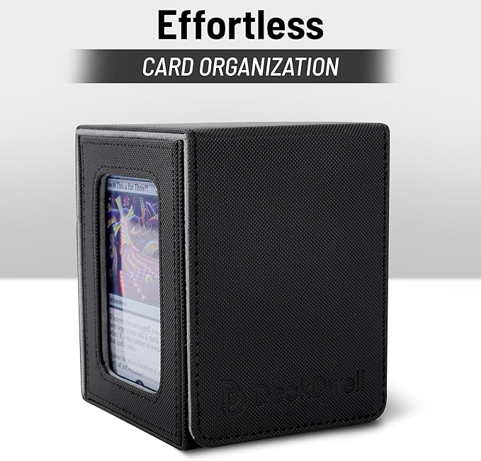 Commander deck box with window Fits 100 Double Sleeved Cards, One‑Piece Design, 4 N52 Magnets, PU Leather & Microfiber Lining,deck box mtg with 2 Dividers