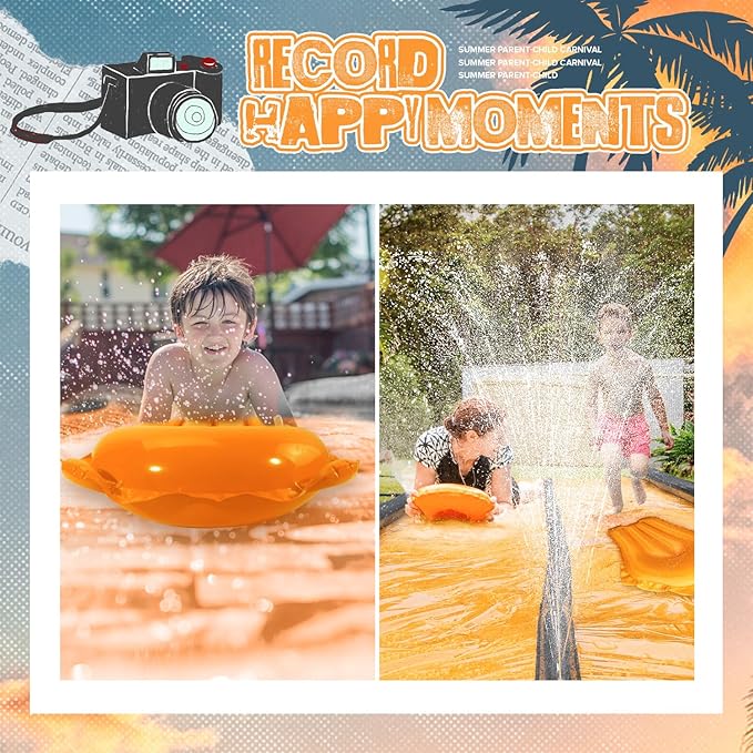 Slip and Water Slide for Kids and Adults Extra Long Water Slides for Backyard Build in Sprinkler with Two Bodyboards Heavy Duty Summer Outdoor Backyard Water Toys