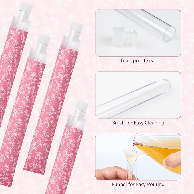 39 PCS Tampon Tube for Women, Plastic Tube for Juice with Funnel and Spout for Cruise Concert Sports Events-Pink
