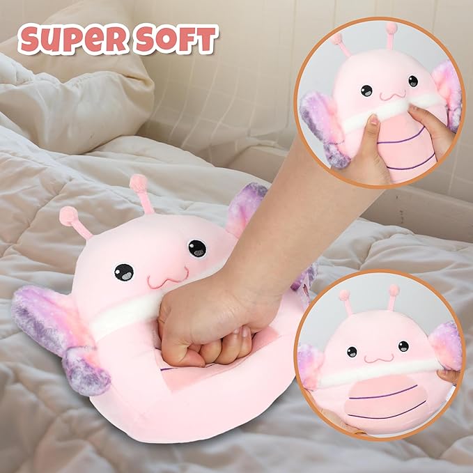 Easfan Pink Butterfly Plush Pillow Soft Plush Toy Cute Stuffed Animal Fluffy Nap Pillow for Kids,Home Decor,Birthday Festival Gifts for Girls,Kids,Toddlers