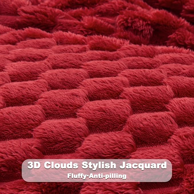 NEWCOSPLAY Fleece Clouds Cozy Throw Blanket for Couch, Red, 50"x60" | Premium Silky Flannel Blanket, Soft Lightweight Fluffy Throw Blanket for Bed Sofa Decor, Gift for All Season Use