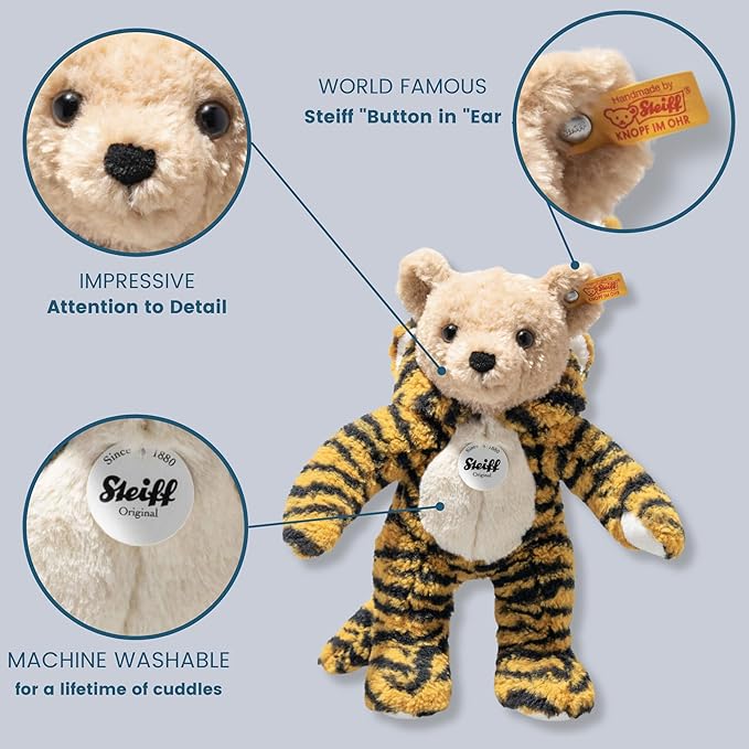 Steiff Teddy Bear with Tiger Hoodie Costume, Chinese Zodiac Plush Toy for Kids, 11"
