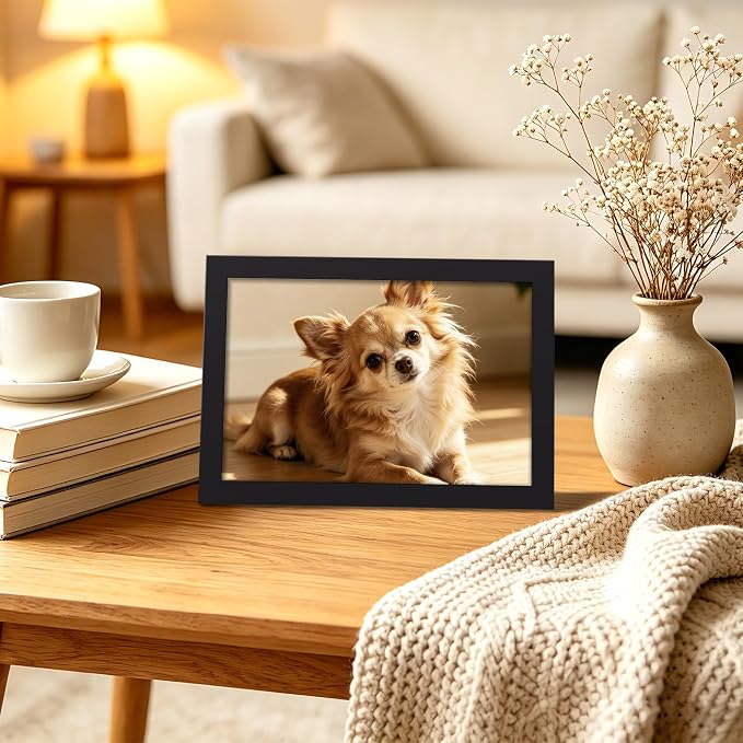 upsimples 6x9 Frame, Display Pictures 4x6 with Mat or 6 x 9 Without, Wall Hanging Photo Frames, Black, 1 Pack