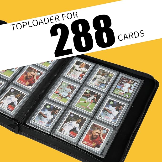 Toploader Binder,Toploader Hard Cases, 9-Pocket Pages Sleeves Hold up 288 Cards.Toploader Card Binder with Sleeves for “3×4” rigid，Card Holder(white)