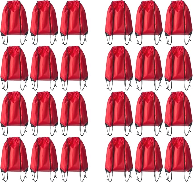 Drawstring Backpack Bulk 24Pcs Draw String Backpack Bags DIY Gym Sports Traveling Yoga Cinch Bag Sackpack Drawstring(red)