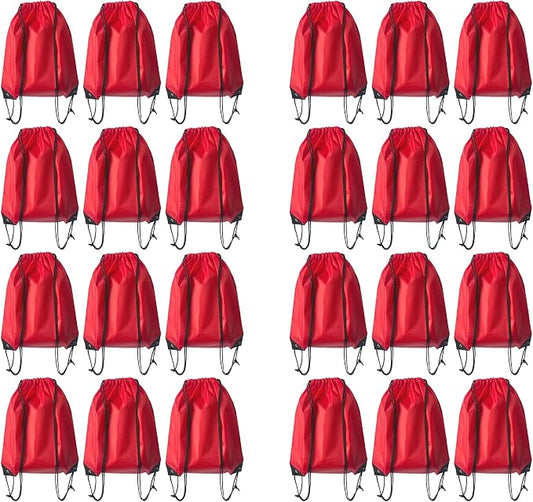 Drawstring Backpack Bulk 24Pcs Draw String Backpack Bags DIY Gym Sports Traveling Yoga Cinch Bag Sackpack Drawstring(red)