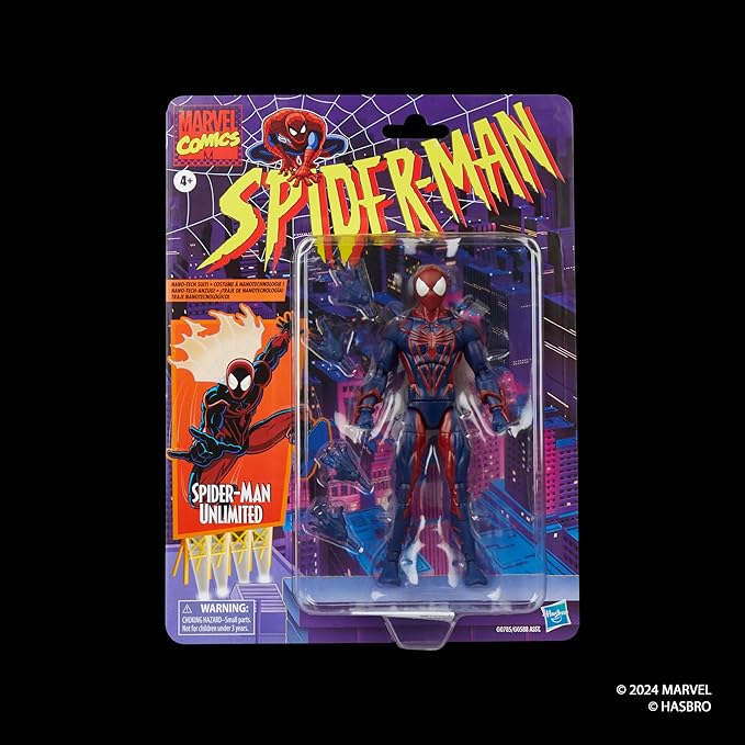 Marvel Legends Series Spider-Man Unlimited, Retro Comics Collectible 6-Inch Scale Action Figure