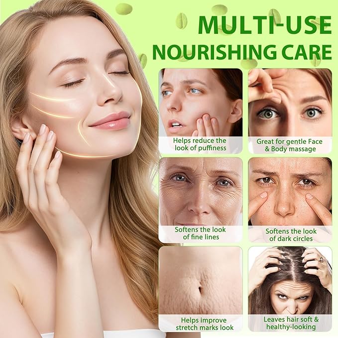 Coffee Essential Oil, Coffee Oil for Skin, Green Coffee Bean Oil for Face & Hair Growth, Cellulite, Reduces Puffiness, Dark Circles, Stretch Marks, Skin Tightening, Cold-Pressed, 4 Fl Oz