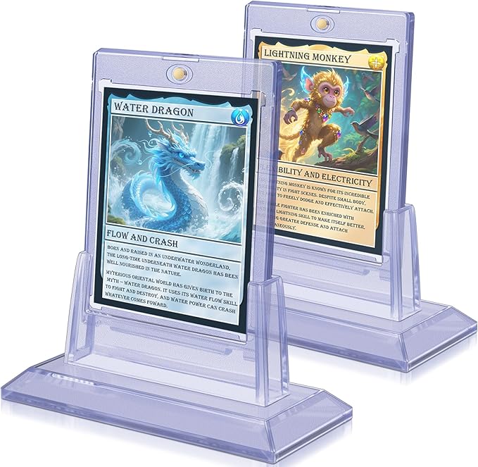 Magnetic Card Holders for Trading Cards, 35pt Acrylic Baseball Card Holders Display Case Fit for Sports Cards, Standard Cards, Hard Plastic Card Protectors with Card Stands