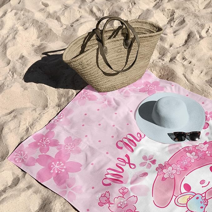 NORTHWEST Sanrio Hello Kitty Beach Towel Set for Boys and Girls, 2-Pack Oversized, Soft, Fast-Drying, Sand-Resistant Pool Towels with Sakura Floral Design 30" x 60"