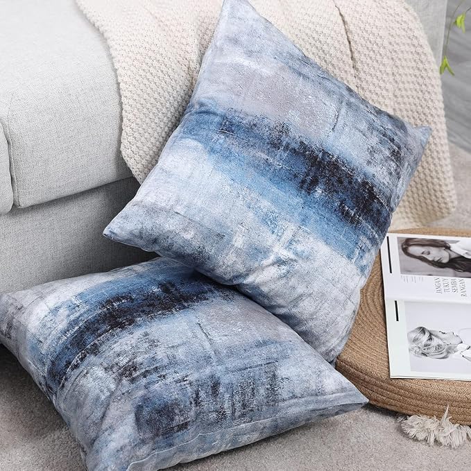 Throw Pillow Covers for Couch, 26x26 Inch, 2 Pack, Blue Grey | Decorative Throw Pillow Covers Cushion Covers for Couch Bedroom Sofa Living Room