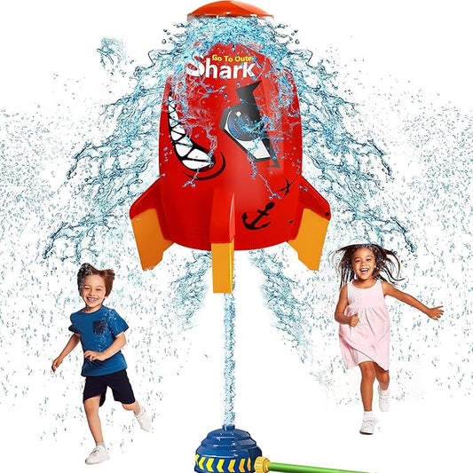 Water Sprinkler for Kids Rocket Toys – Outdoor Summer Water Launcher with 360° Splash, Fun Backyard Sprinklers for Toddlers Boys Girls Age 3–8, Easy Hose Setup Birthday Gift Idea