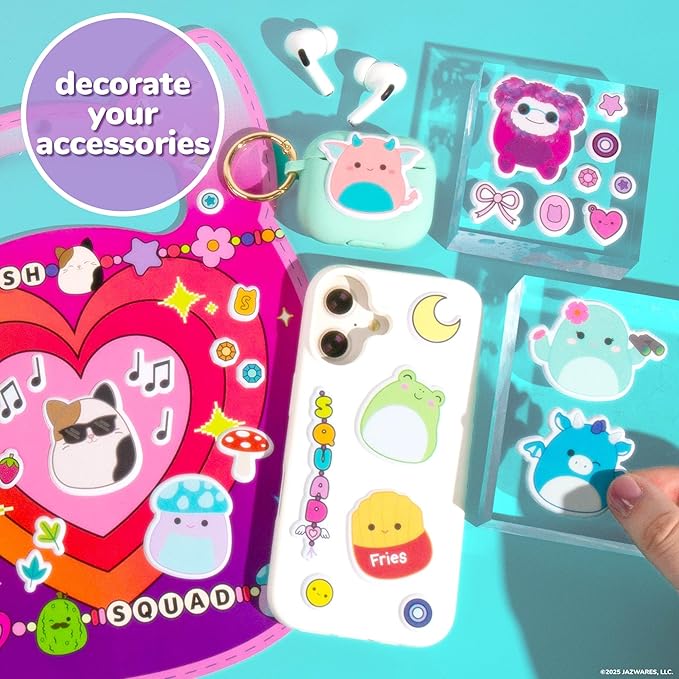 Original Squishmallows Puffy Sticker Playset, Over 30 Reusable Stickers