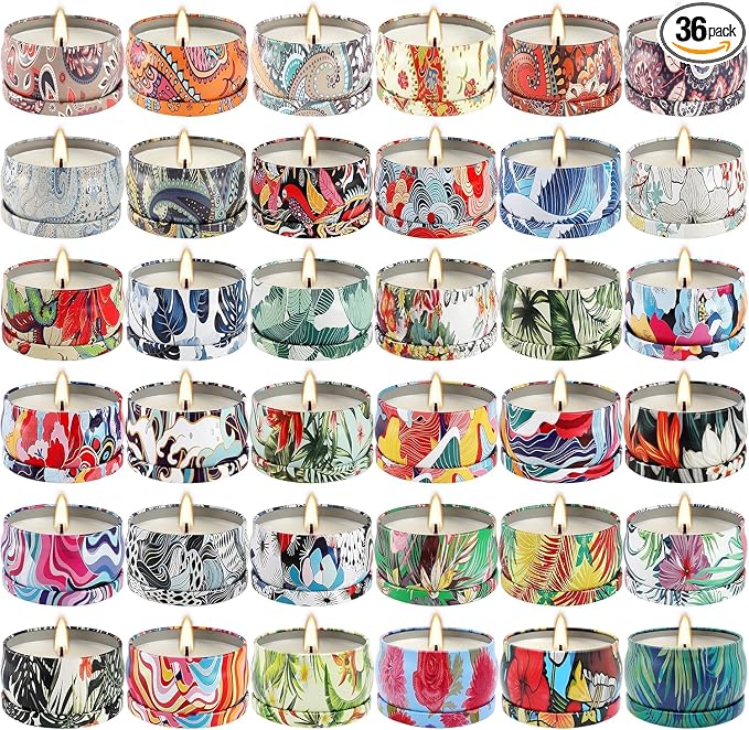 Set 36Pack Scented Candles Gifts Soy Wax Travel Tin Jar Candles for Home 2.5 OZ jar Candles for Mom, Birthday, Thanksgiving, Mother's Day,Aromatherapy,Valentine's Day Gifts