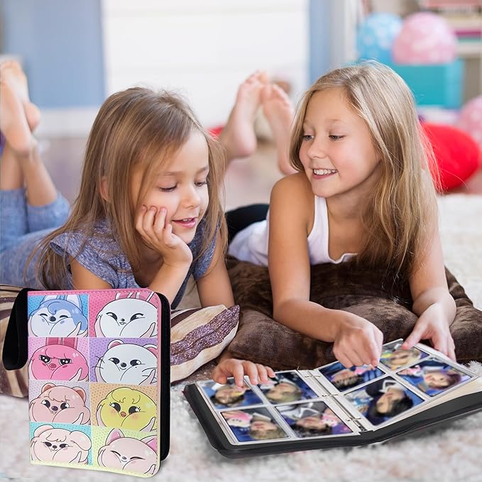 Kpop Photocard Binder for Kpop Photocards,4 Pocket with 50 Sleeves up to 400 Cards Cute Photo Album for Fans Boys and Girls