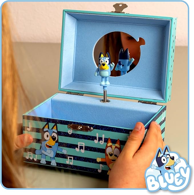 Bluey Jewelry Box for Girls - Musical Jewelry Box with Spinning Figurine, Bluey Toys for Kids Ages 3-5 - Plays Bluey Theme Song - 6 x 4.7 x 3.5 in