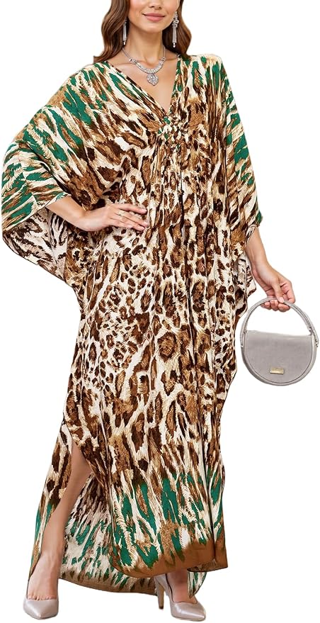 Mumu Dresses for Women Plus Size, Bohemian Kaftan Beach Cover Up Long Maxi Nightgown Soft Loungewear