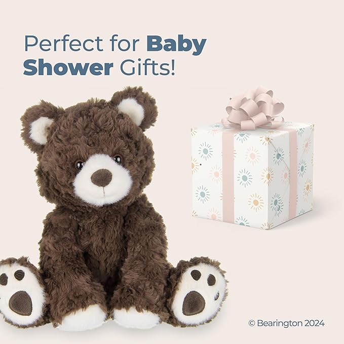 Bearington Collection Bear Stuffed Animal Plush - 10.5 in - Ultra-Soft & Weighted Teddy Bear with Bean Bag Bottom - Stuffed Animals for Adults & Kids