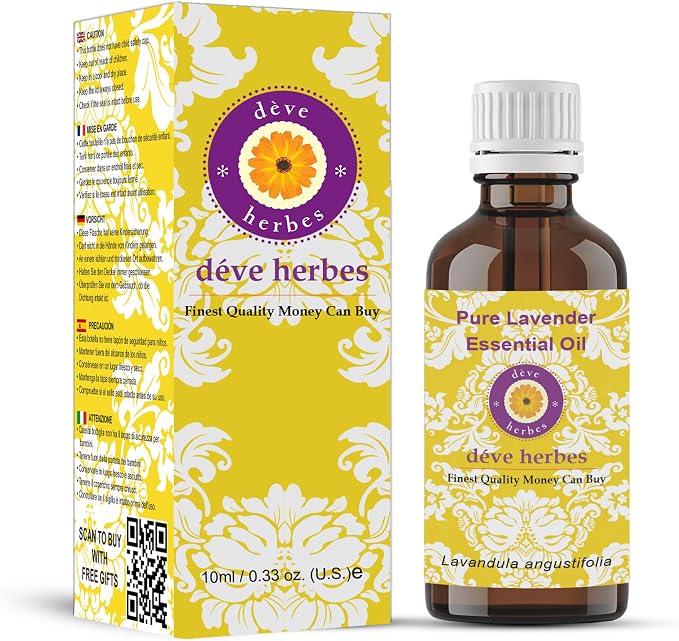 Deve Herbes Pure Lavender Essential Oil (Lavandula angustifolia) Steam Distilled 10ml (0.33 oz)