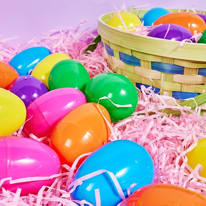 JOYIN 3.15" Easter Eggs, Fillable Plastic Eggs Empty Colorful Bright Eggshells with Hinge for Easter Hunt, Filling Treats, Party Favor, Basket Stuffers, Classroom Prize Supplies, 264PCS