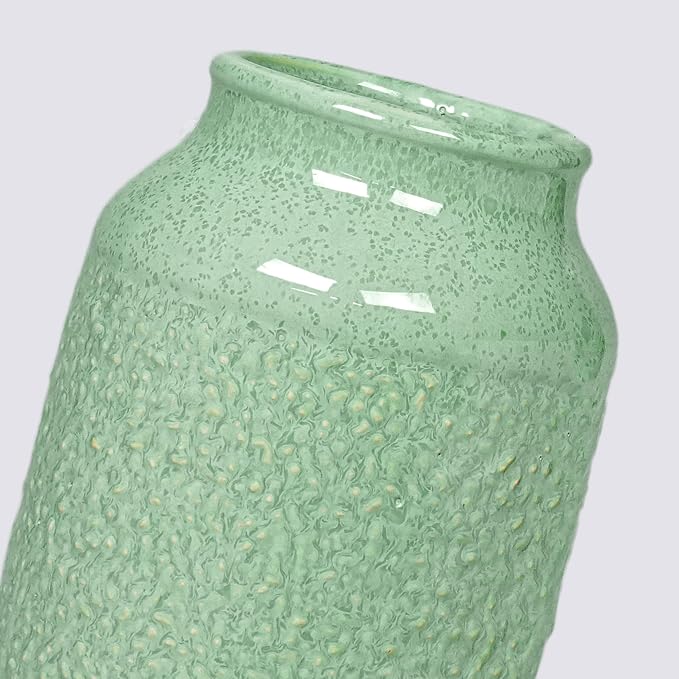Ceramic Vase, 9 Inch Modern Green Flower Vases for Home Decor, Dining Table,Entryway, Living Room, Bathroom, Bookshelf, Bedroom, Kitchen, Mantle, Office, Foyar
